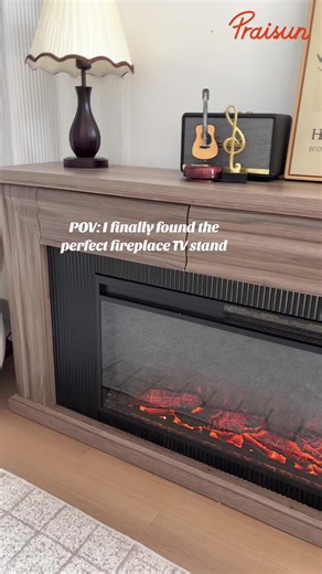 Stylish 70 Inch Fireplace TV Stand with Adjustable Heat