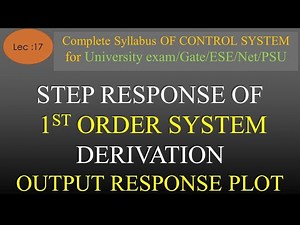 Lec-17 Step Response of First Order Control System | Control System | R K Classes | Hindi |