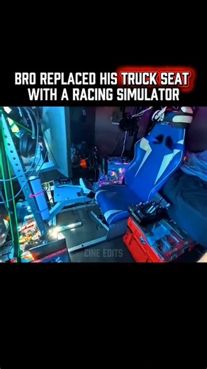 Bro replaced his truck seat with a racing simulator #racing #shorts
