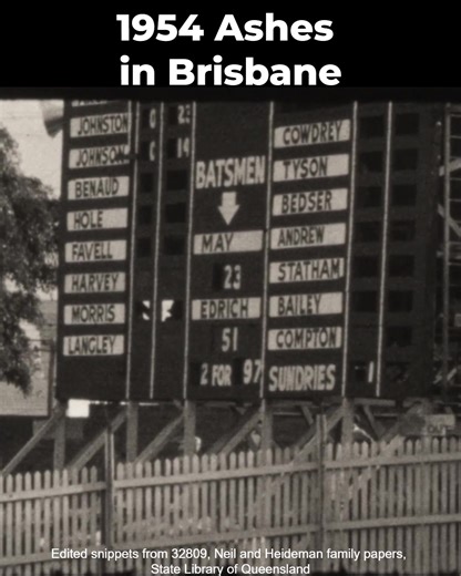 🏏 Could that be Richie Benaud bowling? We think it just might be! With The Ashes heading to Brisbane this week, we take you back 71 years to the 1954 Ashes Test Match at the Gabba with these edited snippets of home-movie footage from our collection. Australia won the match by an innings and 154 runs but went on to lose the series 3–1. This match showcased cricket legends like Richie Benaud, Neil Harvey, Keith Miller, Arthur Morris and Ray Lindwall for Australia, alongside England's stars Len Hu