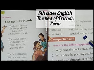 English 5th class 1st lesson poem "The Best of Friends" | SSC English class 5, Poem 1