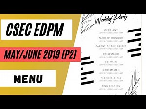 CSEC EDPM| 2019 (P2) MENU