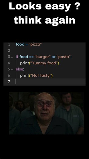 Looks Easy… Think Again! 🤯| Will it say Yummy food or not tasty? #coding #python #tutorial