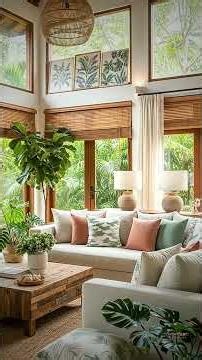 COZY Contemporary Tropical Organic modern living room #Shorts