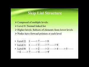 Skip list representation in data structure