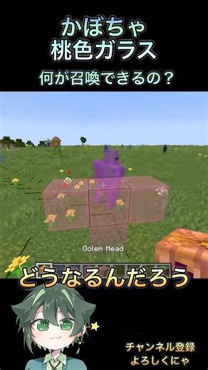 桃色の色付きガラスとかぼちゃで何が召喚できるの？【mod】 #マイクラ #マインクラフト #shorts
