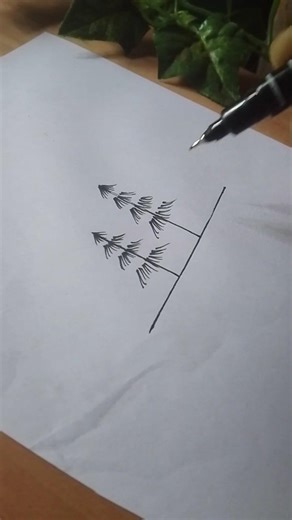 Minimal Pine Trees Doodle 🌲#shorts