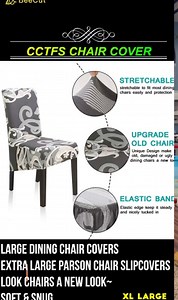 Stretch Dining Chair Slipcovers, XL/Oversized Removable Washable Soft Spandex Extra Large Dining Room Chair Covers for Kitchen Hotel Table Banquet Solid Color (2 Per Set, Black)