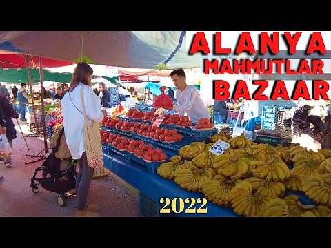 TURKISH BAZAAR İN ALANYA ! MAHMUTLAR BAZAAR WALKİNG TOUR ! ANTALYA TURKISH STREET FOOD 4K