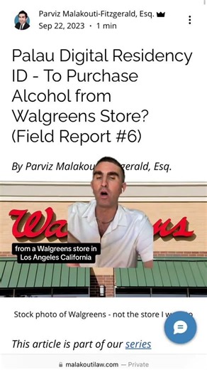 Palau Digital Residency ID - To Purchase Alcohol from Walgreens Store? (Field Report #6)