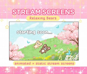 Kawaii Relaxing Bears Twitch Stream Screens, Animated Stream Screens, Starting Soon Screen for Streaming - Etsy