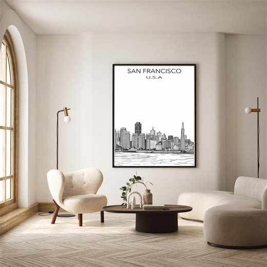 San Francisco Skyline Print – Minimalist Architectural Travel Poster (digital Download) - Etsy