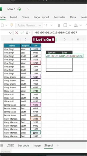 How to Use Sum Formula in the Excel #excel #spreadsheet