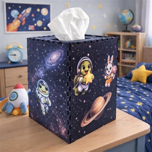 Space Animal Wooden Tissue Box Cover | Kids Room Decor | | Nursery Space Theme | Astronaut Animals - Etsy