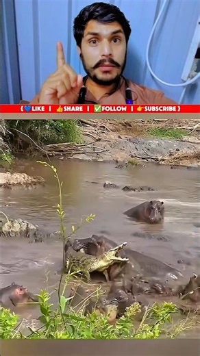 The Most Dangerous Animal: Hippopotamus vs Crocodile! 🦛🐊#viralreels #viralvideo #shortvideo 😱❤️