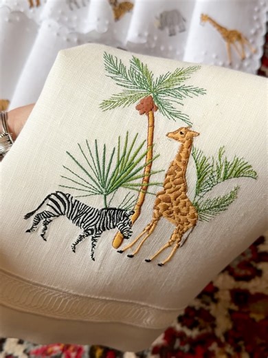 TdCE on Instagram: "“I had a farm in Africa, at the foot of the Ngong Hills” is the famous opening line from Karen Blixen’s (Isak Dinesen) memoir Out of Africa, detailing her life in colonial Kenya, and also the title of the iconic main theme from the popular 1985 film adaptation, composed by John Barry . The Safari cocktail napkins and guest towel . . #outofafrica #napkins #safari #tablelinens #servilletas"