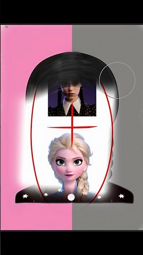 Converting princess Elsa into Wednesday Addams procreate art