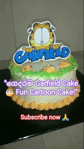 HomeMade Garfield Cake🎂|ගෙදරම හදපු Garfield Cake Recipe|Easy Birthday Cake Idea.