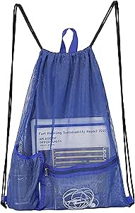 Drawstring Mesh Bag, Gym Backpack Sports String Bag for Balls, Swiming, Beach Toys