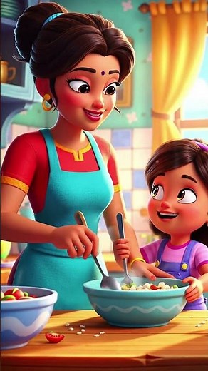 Helping mom in kitchen🍳#shorts #animation