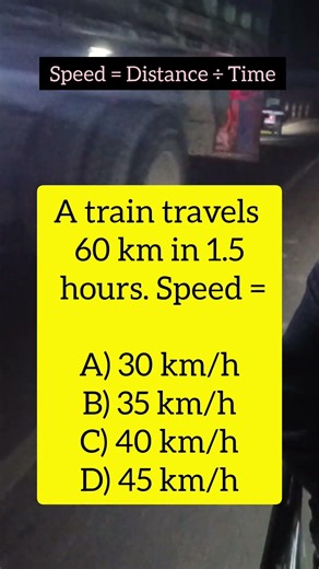 Train Covers 60 km in 1.5 Hours – What's the Speed? 🚂 | Quick Physics MCQ Solve