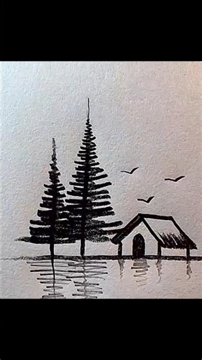 How to Draw a Beautiful Sunset with Reflection (Easy for Beginners) #shorts