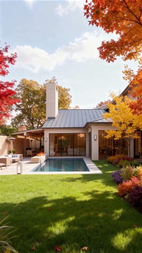 Autumn Modern Backyard Bliss: Fall Colors & Contemporary Design!