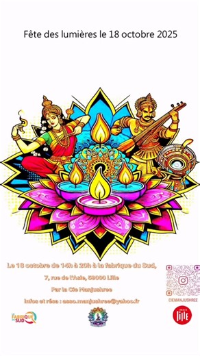 Myriam-K Danse 💃 on Instagram: "Ce samedi 18 octobre, soyez nombreux !! La Fabrique du Sud, et l’association Manjushree vous invite à célébrer la Fête des Lumières indienne ! Un événement inclusif où chacun prend sa force et illumine les autres. Venez célébrer la Fête des Lumières indienne avec des ateliers qui vont vous faire rayonner de bonheur ! Au programme: yoga, danses indiennes, musique et art martial. La journée se terminera sur un temps festif et participatif avec jeux de lumière pour 