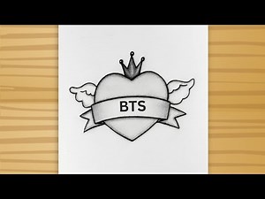 BTS Army drawing - Step By Step Drawing tutorial / Bts heart drawing easy / How to draw bts army