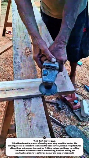 Wood Sanding Process Using Orbital Sander | Efficient Wood Surface Finishing.