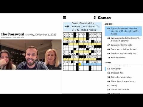 NYT New York Times Crossword | Monday, December 1, 2025