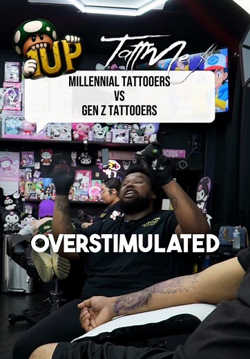The difference between Gen Z tattooers and Millennial Tattooers 👀😂 And BEFORE YALL GET IN YALL FEELINGS, many of @1UP Ink Tattoo Studio Dallas ‘s artists are Gen Z, it’s all love 😂 • • • #tattootiktok #tattooartist #genz #millennial #tattoos