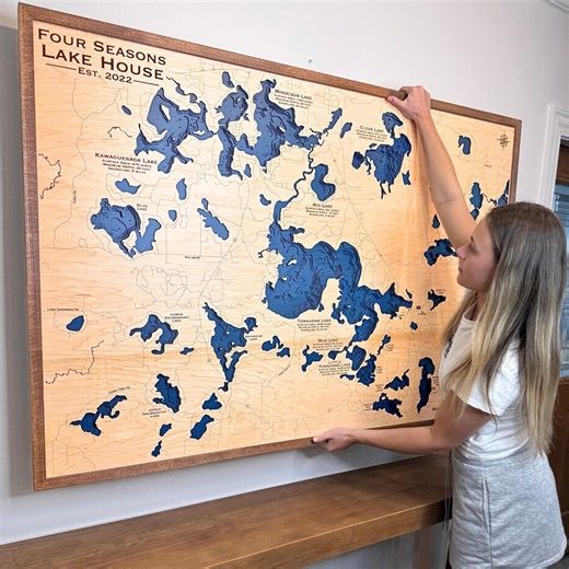 Custom 3D Wood Lake Map: Personalized Lake House Decor Art - Etsy