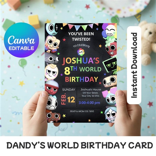 Dandy’s World Birthday Invitation Editable, Roblox Twisted Toon Kids Party Printable, Canva Digital Template, Instant Download A4 - Etsy Canada