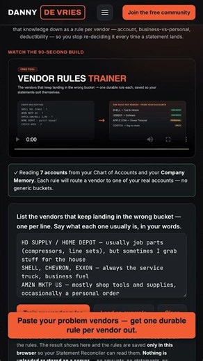 Stop re-sorting the same vendors every month (free AI bookkeeping tool)