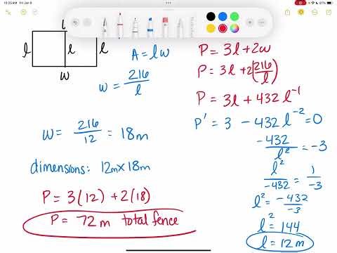AP Calculus 5.4 Modeling and Optimization part 2