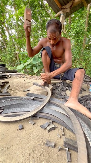 Recycling Magic! Turning Old Bus Tires with Smart Cutting Skills.!😱#viral #foryou