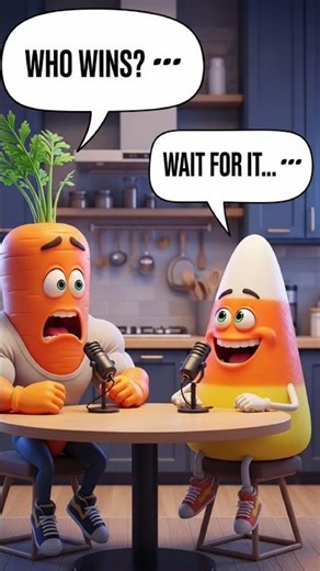 Carrot vs Candy Corn… Who Wins? 🥕🍬💀#talkingvegetables