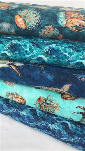 Wave Fabric, Ocean Waves in Royal, Atlantis by QT Fabrics, Last One Yard - Etsy