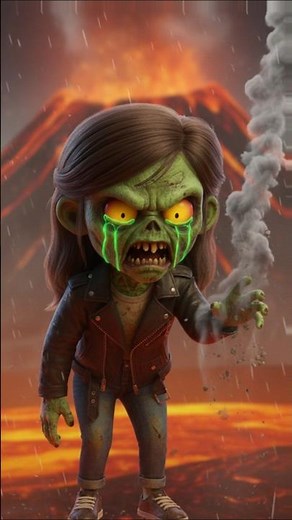 zombie vs rumi, zombies run to the volcano