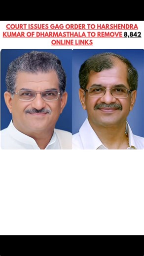 Swathi on Instagram: "Dharmasthala Row: Gag Order Issued to Delete 8,842 Links! A Bengaluru court has granted Harshendra Kumar, brother of Dharmadhikari Veerendra Heggade, an ex parte gag order to remove 8,842 online links related to burial allegations in Dharmasthala. These include YouTube videos, Facebook & Instagram posts, news articles, tweets, and Reddit threads. Actor and activist Chetan Ahimsa, who says he hasn't mentioned Harshendra's name in any video or speech, has still been named in 