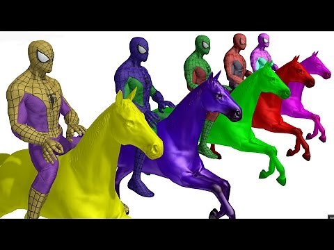 LEARN COLORS With Spiderman Colors Riding Horse Colours For Kids