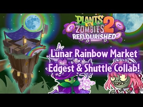 Full Edgest x Shuttle collab! All levels of the anime Lunar Rainbow Market | PvZ 2 Reflourished