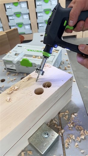 Dustin Mitchell on Instagram: "This is the new to North America @festoolcanada forstner bit set with a punch tool to swap from centering tip to centering bit. The centering bit is awesome because it allows you to drill on angles or to start a hole on one side of a board and then finish from the other side so there is a straight hole with no tear"