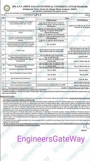 AKTU 2025–26 Academic Calendar Revealed – Classes, Exams, Breaks #academiccalendar #aktucircular
