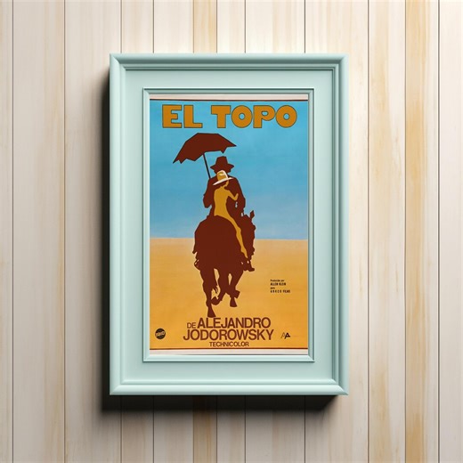 El Topo Movie Poster - Vintage Film Art - Minimalist Cowboy Silhouette With Umbrella - Instant Download Wall Art - Etsy