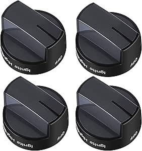 W10339442 Whirlpool Stove Knobs Cooktop Surface Burner Control Knobs Black Compatible with Whirlpool Gas Range/Stove/Oven - Repalces: W10339442, WPW10339442VP, 2311008, AP6019877 (Pack 4)