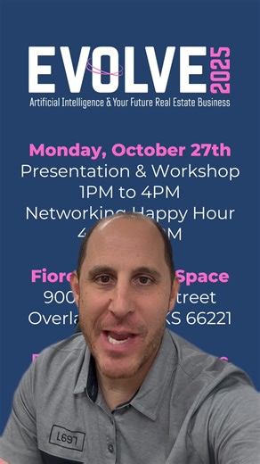 🚨 KC REALTORS — Ready to elevate your brand, content, and client experience using AI? Then Evolve 2025 is where you need to be! Join us for Kansas City’s FIRST real estate AI Workshop Happy Hour, featuring none other than Jason Pantana, LIVE and in-person! Learn how to: ✔️ Leverage AI to grow your business ✔️ Create magnetic marketing content ✔️ Deliver next-level experiences for your clients ✔️ Stay ahead in a fast-changing market 📍 Fiorella’s Event Space 🗓 Monday, October 27, 2025 🕐 1–4PM 