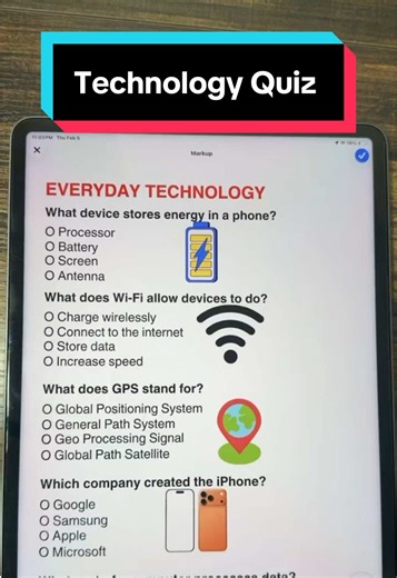 Everyday technology quiz - can you get 7/7? #triviachallenge #englishquiz #quiztok #trivia #education