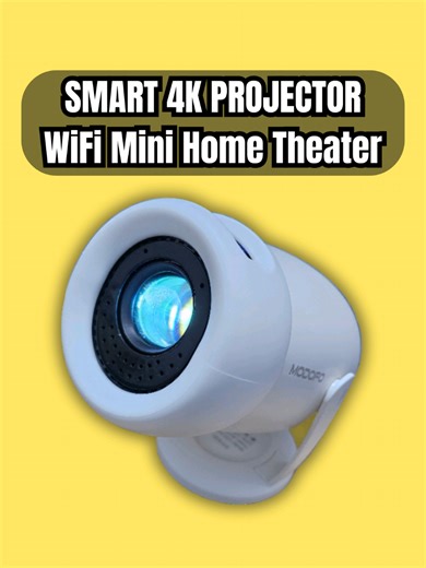 Smart Mini 4K Projector - MODOFO Y400 Portable WiFi Home Theater with Built In Applications and Bluetooth Connectivity - Phone, Tablet or PC Screen Synchronization - Pan Tilt Head and Built In Audio Speaker #projector #projectorscreen #portableprojector #miniprojector #smartprojector